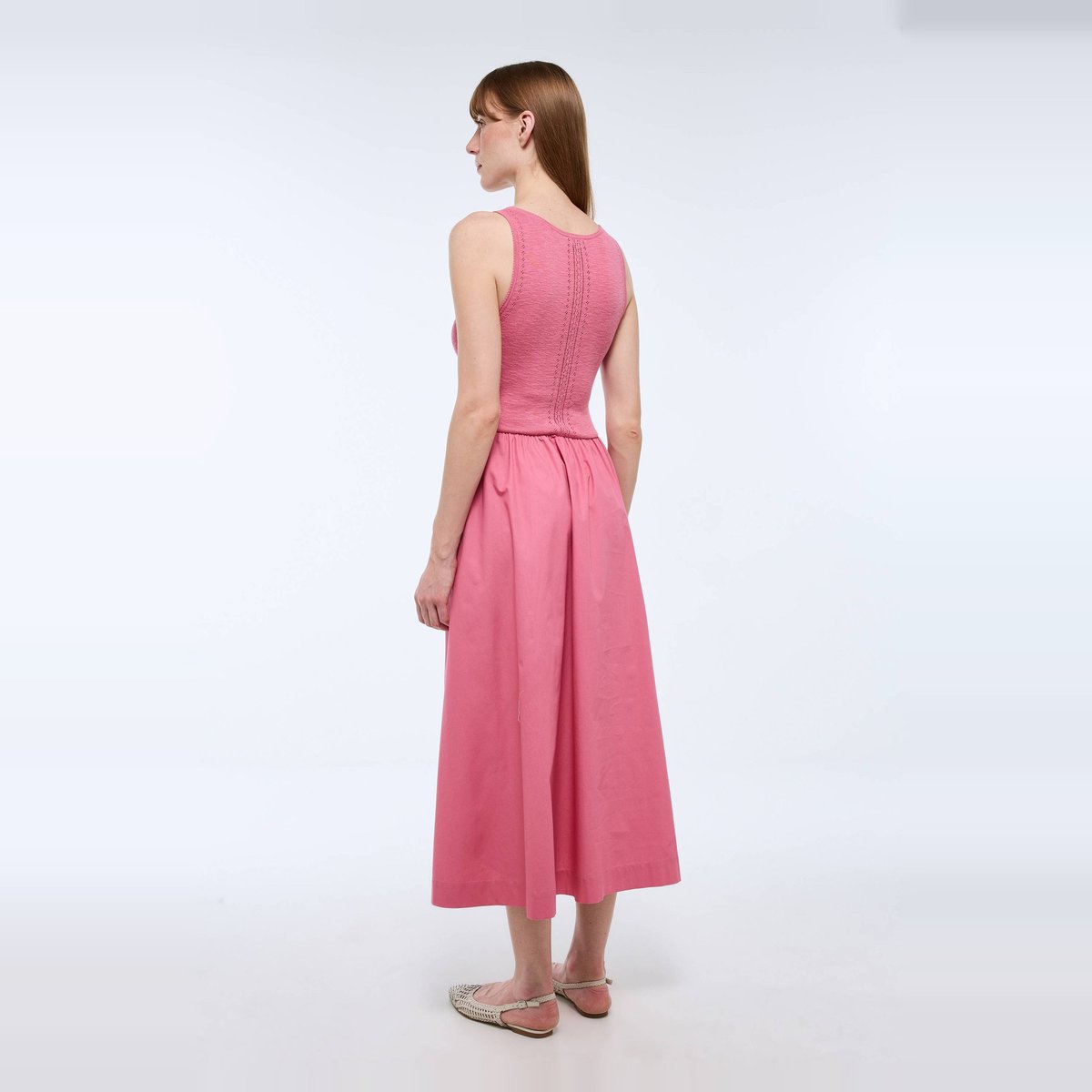 Robe débardeur bi-matière en fine maille azalee, MONOPRIX
