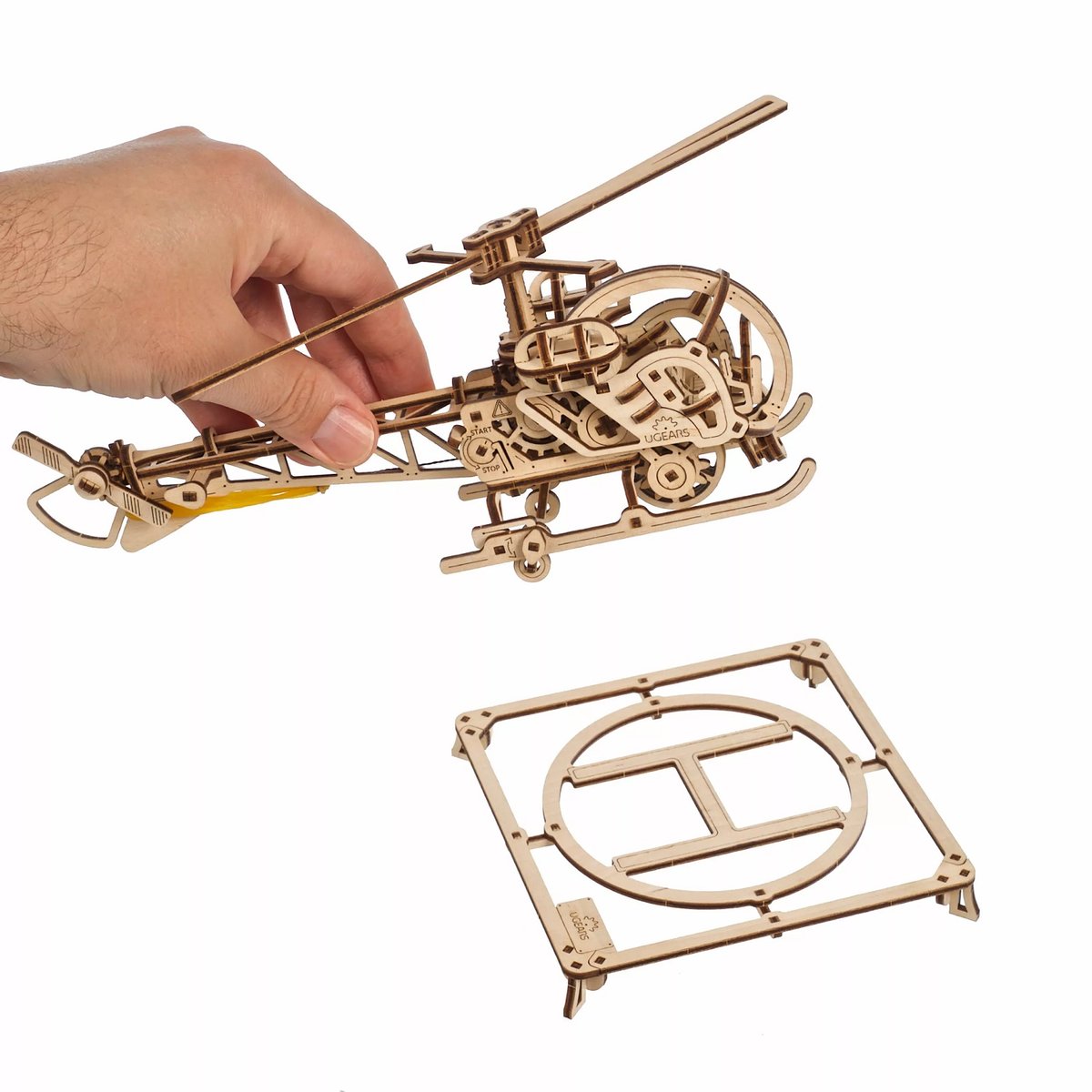 Puzzle 3D Mini Hélicoptère beige, UGEARS