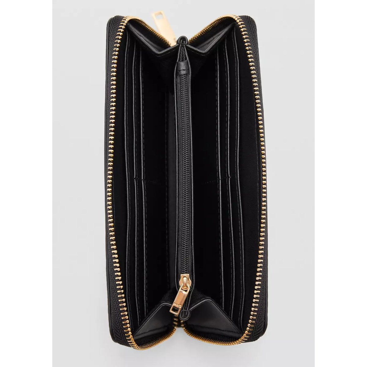 Grand portefeuille effet croco brillant noir, MANGO