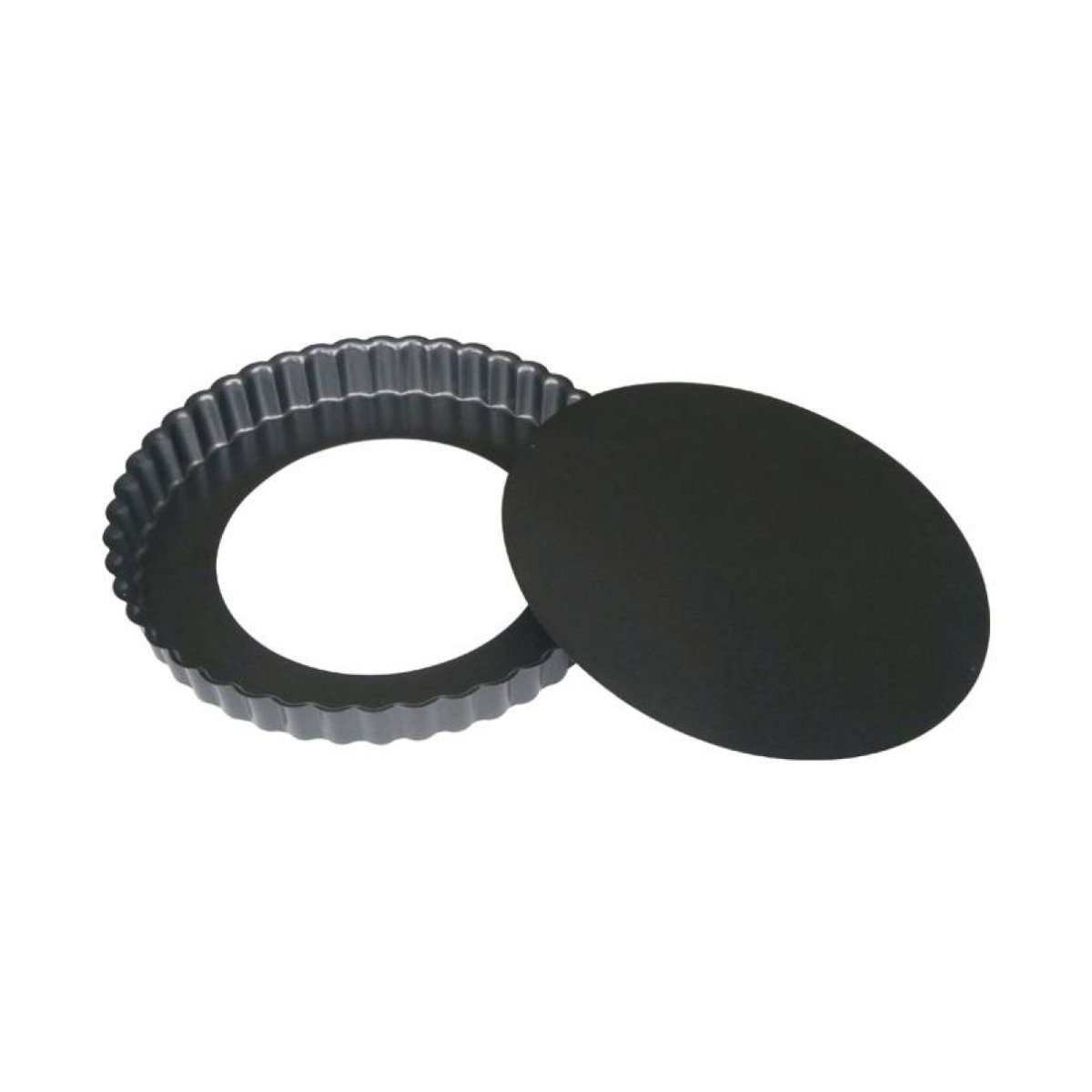 Moule à tarte fond amovible acier revêtu d32 x h3 cm noir, DE BUYER