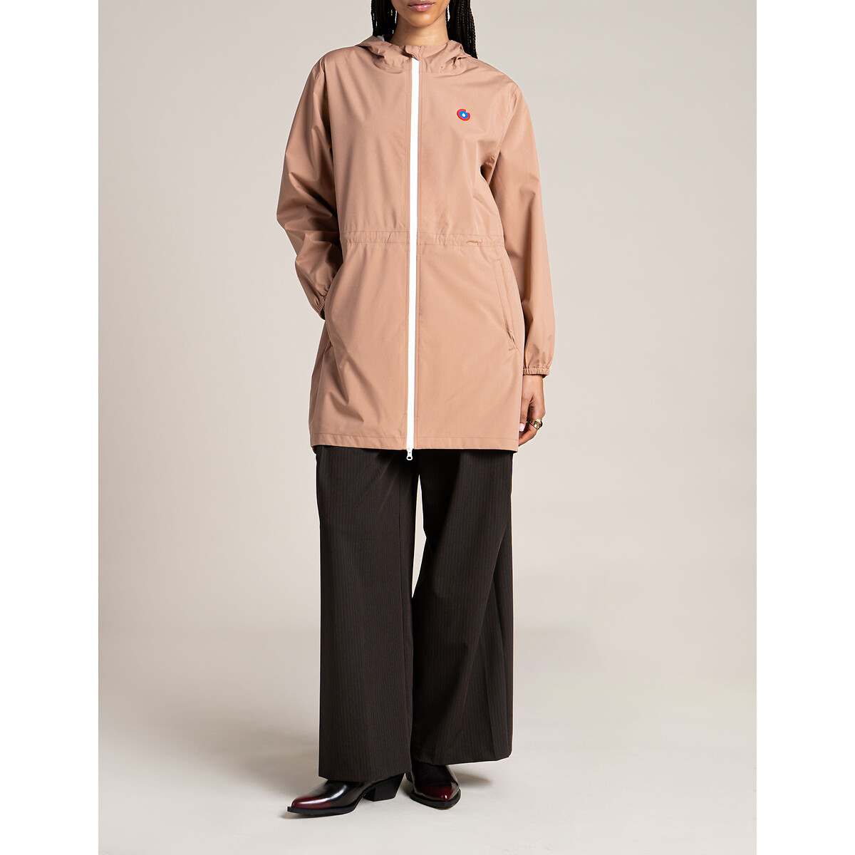 Coupe-vent unisexe mi-long zippé à capuche, AMELOT cannelle, FLOTTE