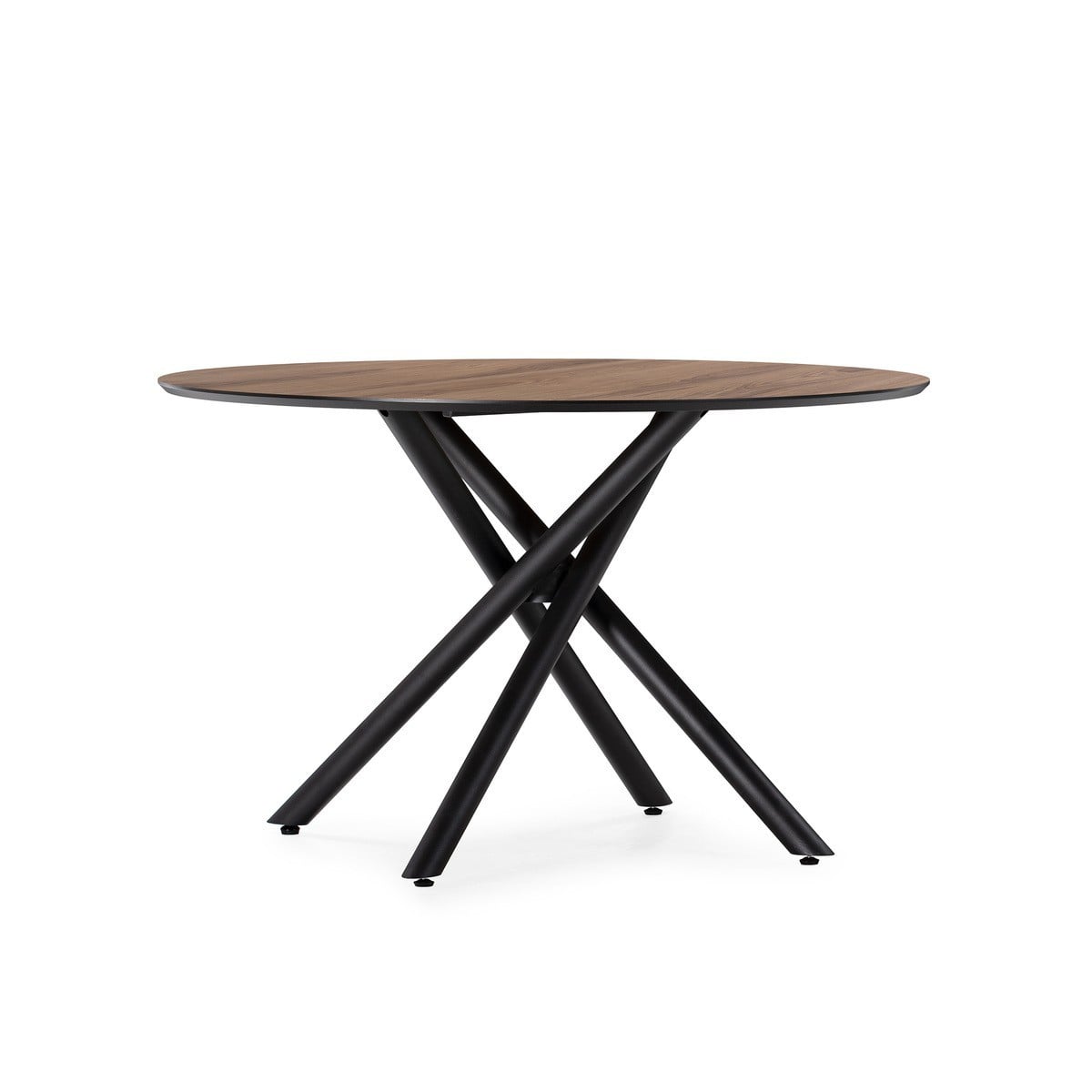 Table à manger ronde et pieds en métal - MAYA bois foncé, CALICOSY