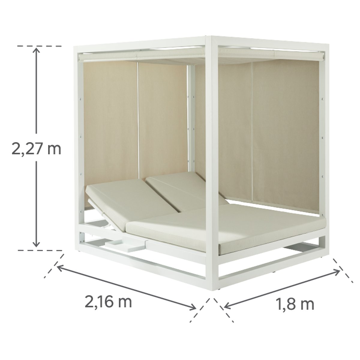 Bain de soleil double en aluminium, MORPHEUS blanc, NATERIAL