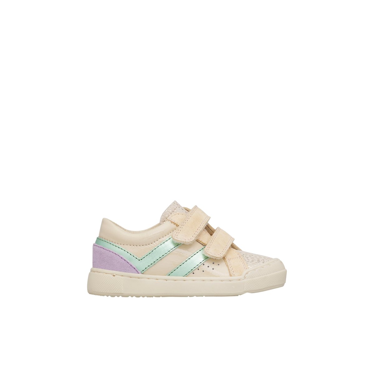 Baskets en cuir et en daim ZYLKA VL platine-blanc crème, NATURINO