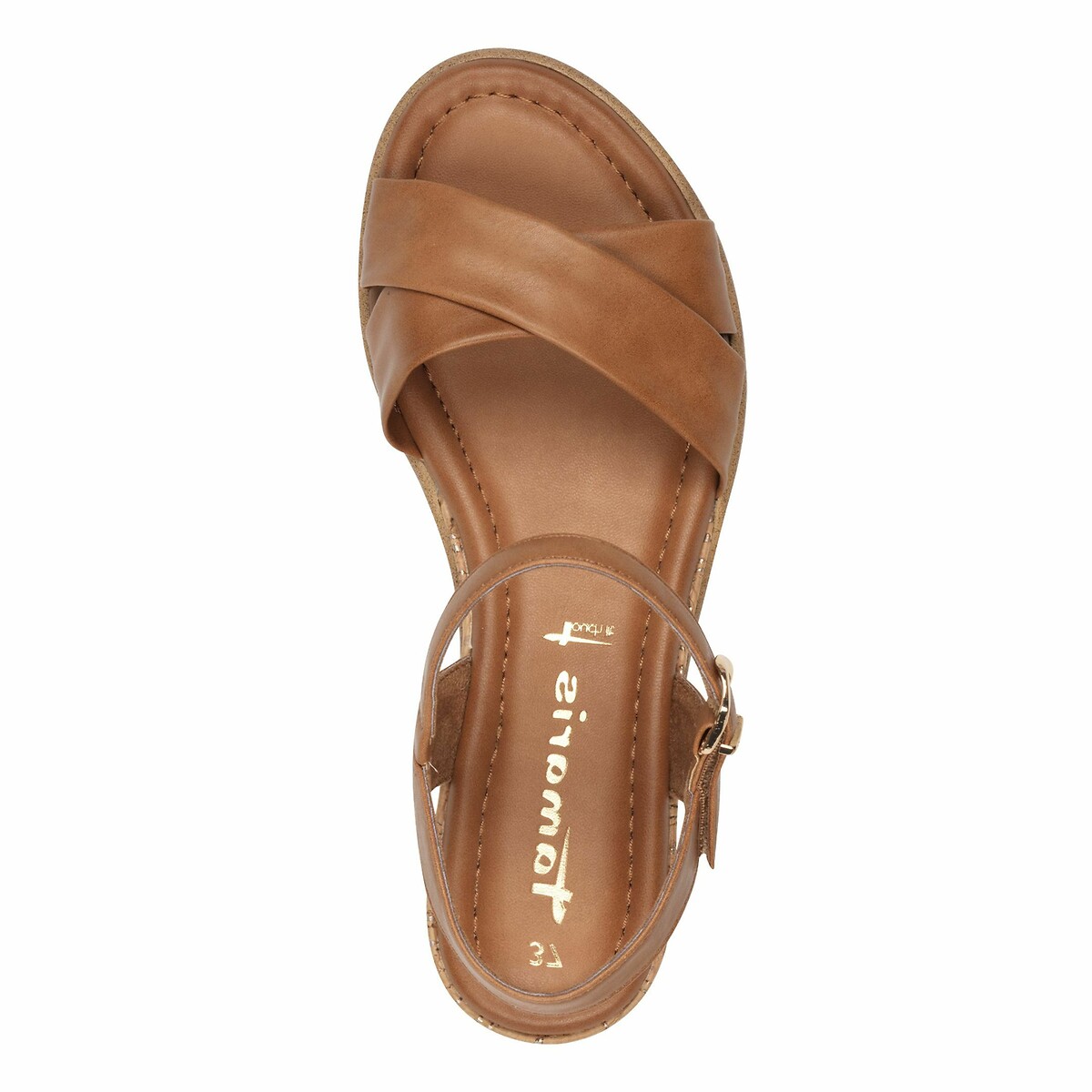 Sandales compensées cognac, TAMARIS