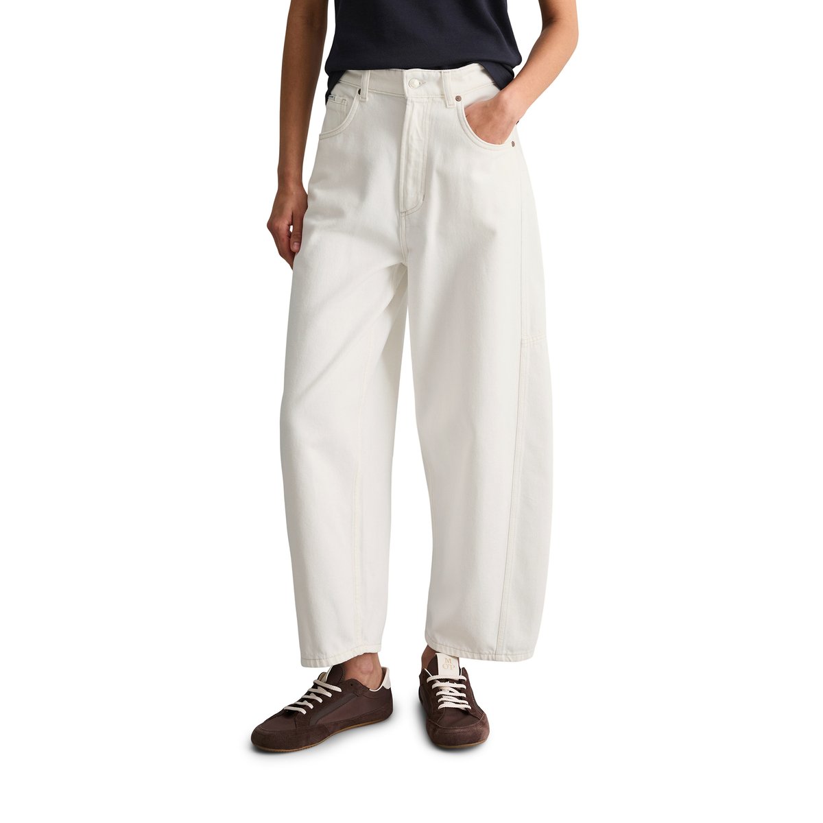 Jeans modèle Enni wide barrel en denim rigide blanc, MARC O’POLO DENIM