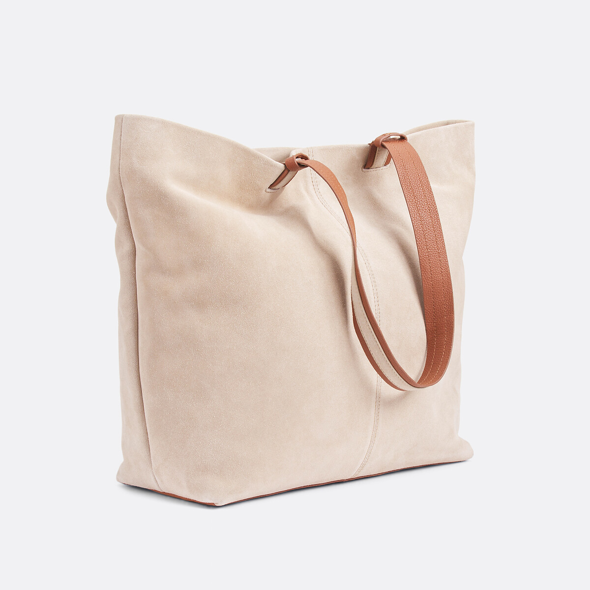 Tote Bag in Soft Leather beige, LA REDOUTE COLLECTIONS
