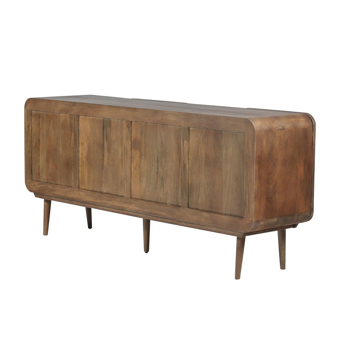 Buffet bas en bois massif 4 portes 180 cm, BRUNE marron foncé, BOBOCHIC
