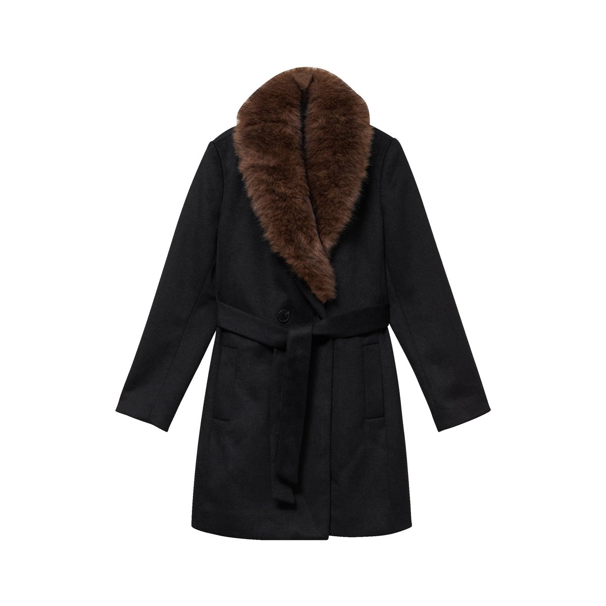 Manteau cintré col châle manches longues noir, CACHE CACHE