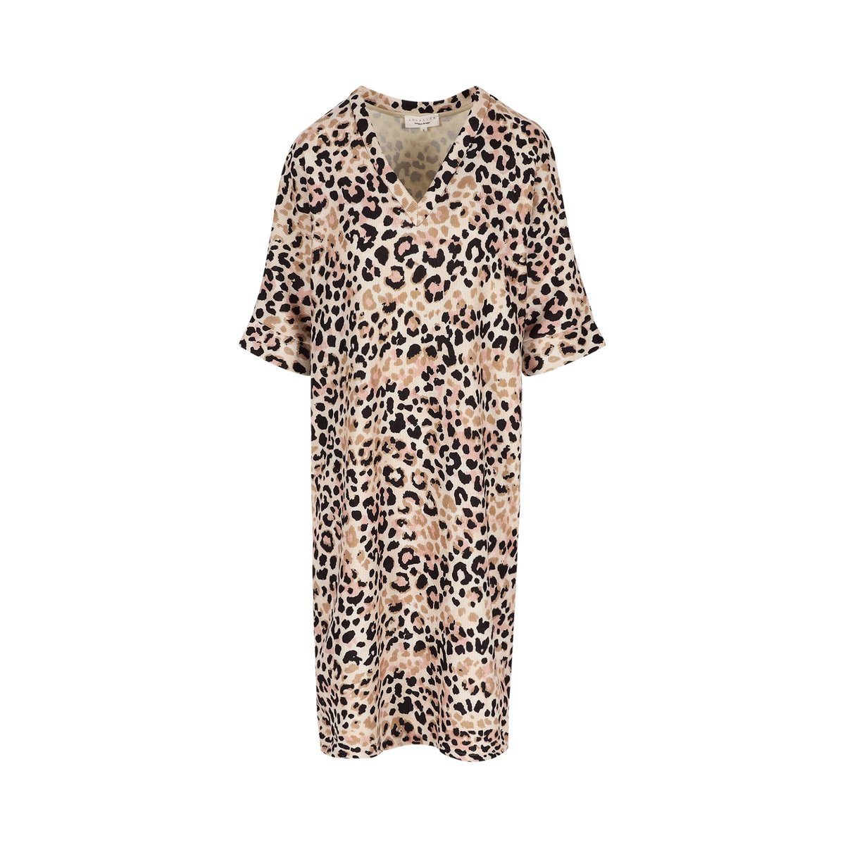 Robe midi imprimée léopard blanc vanille, LOLALIZA