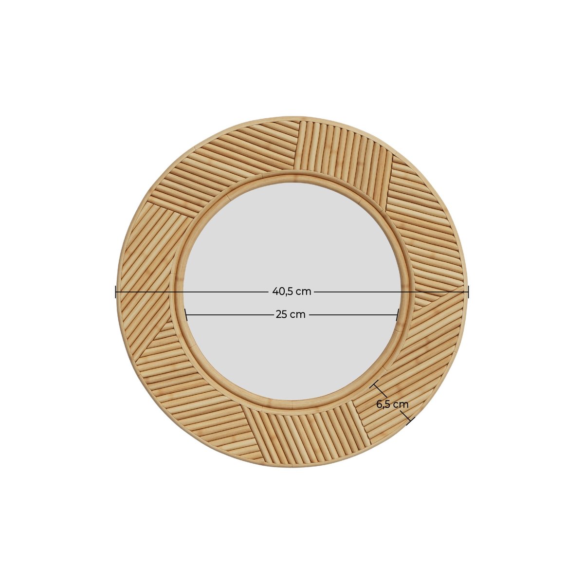 Miroir rond en rotin D40,5 cm - LAPTA beige, MAISON PAVANE