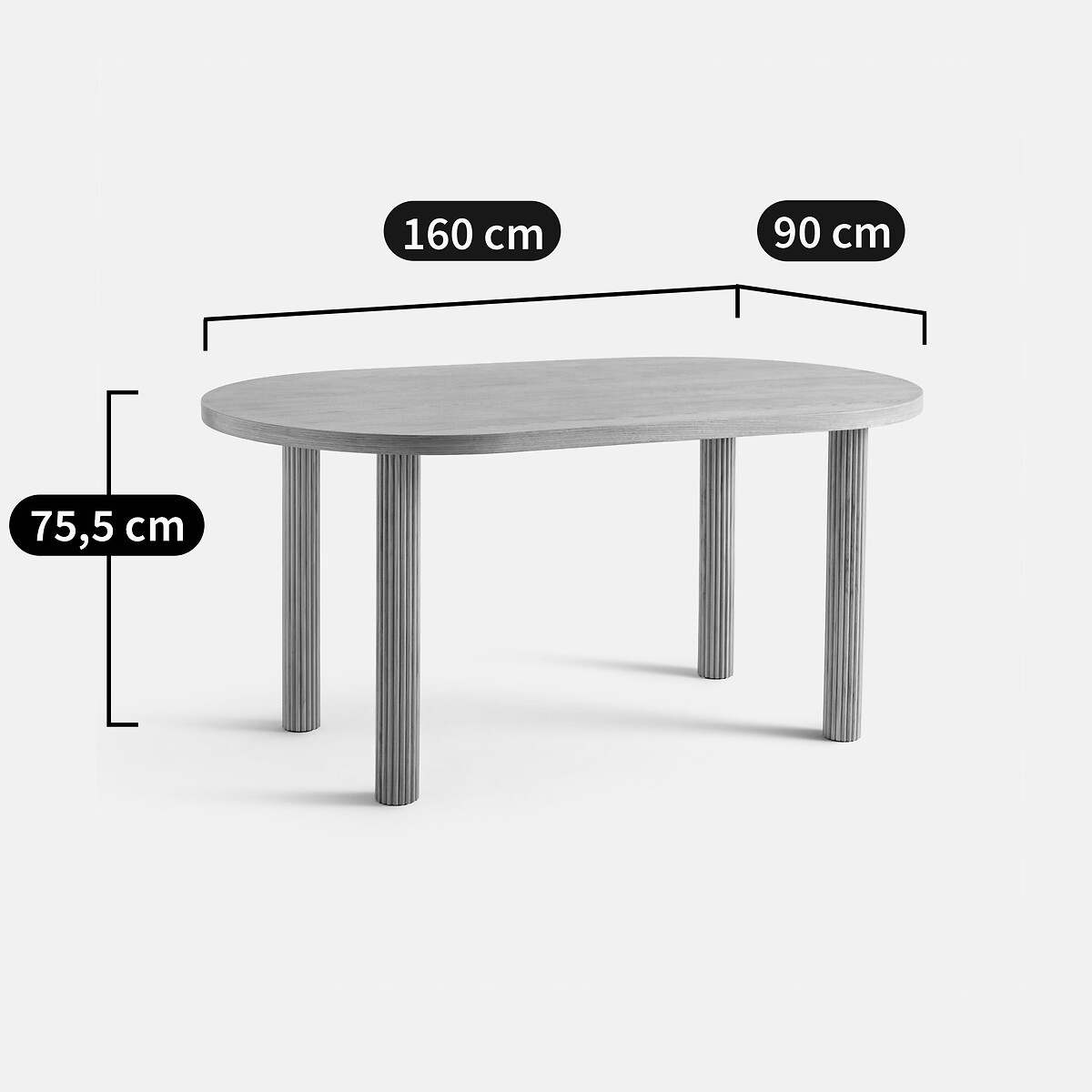 Piano ovale per tavolo componibile, 4-6 coperti, Alzar greige, LA REDOUTE INTERIEURS