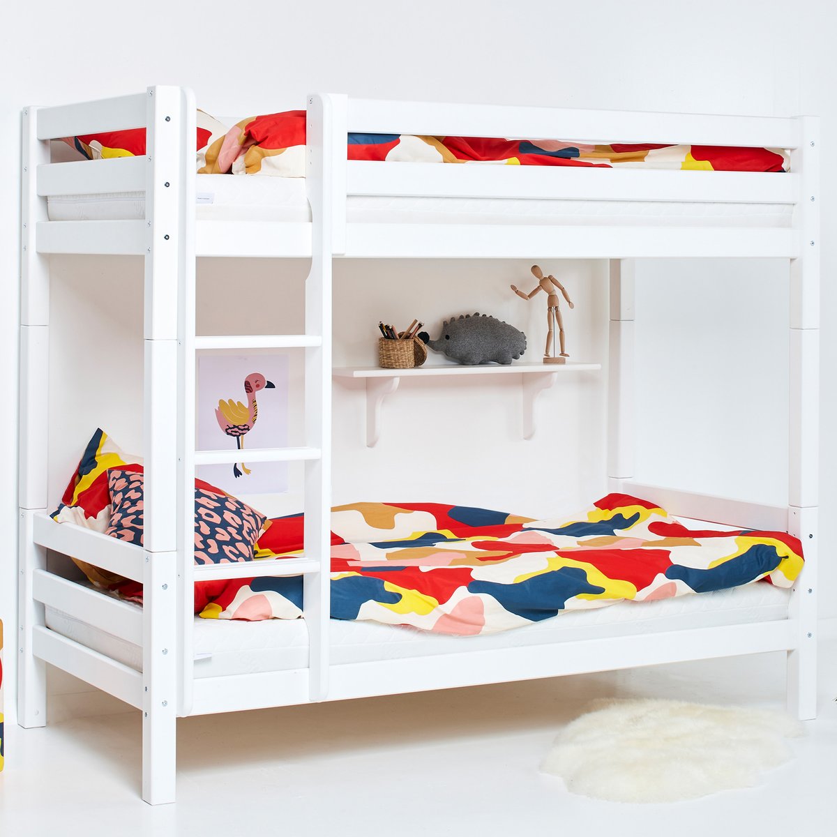 Lit Superposé pin massif ECO LUXURY blanc, HOPPEKIDS