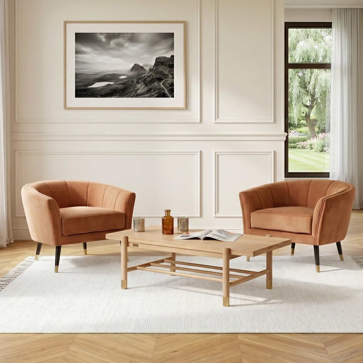 Table basse rectangulaire style scandinave en chêne GEORGETOWN beige, ROBIN DES BOIS