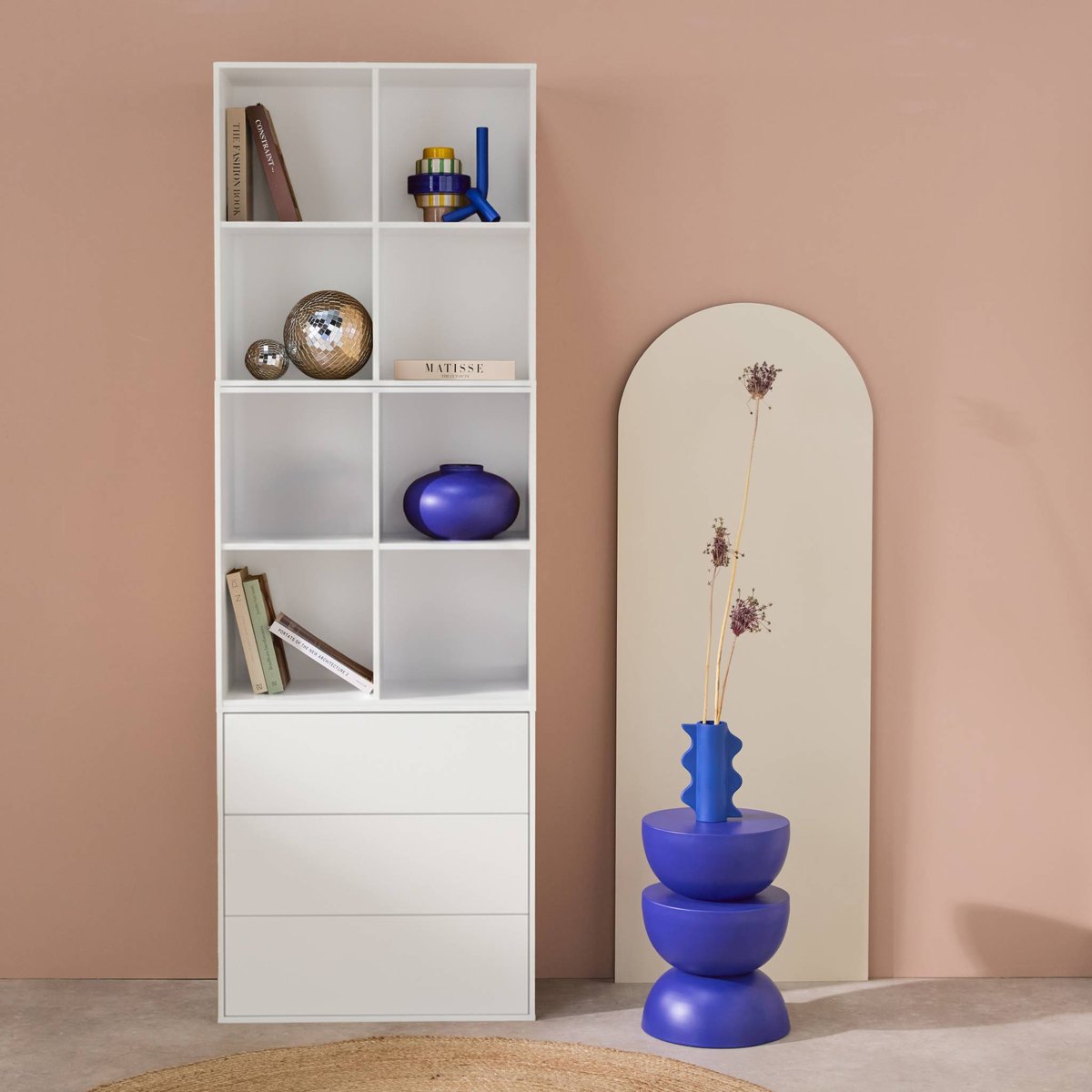 Etagère, bibliothèque modulable décor bois 3 éléments - 3 tiroirs 8 niches KOMPO chêne, SWEEEK
