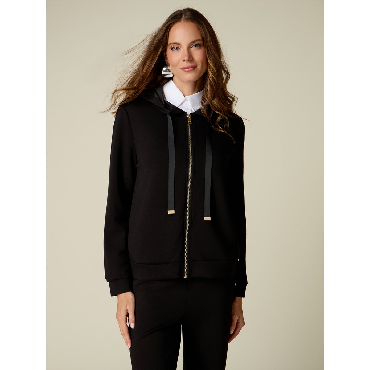 Sweat à capuche avec zip noir, OLTRE