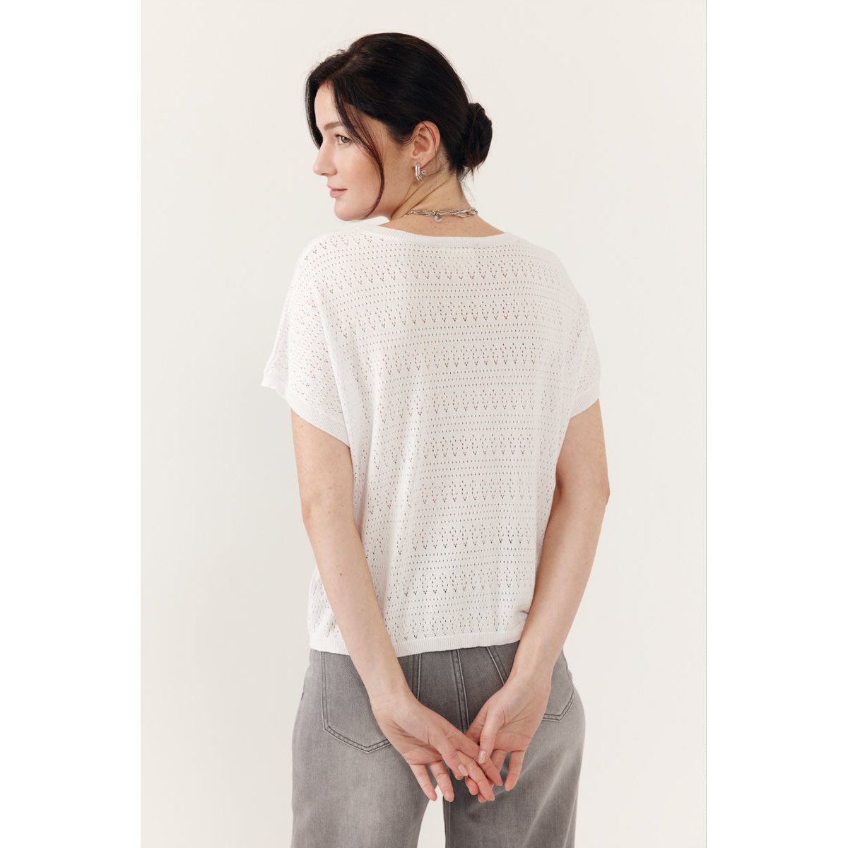 Top sans manches en maille fine Cheyenne white, ARTLOVE