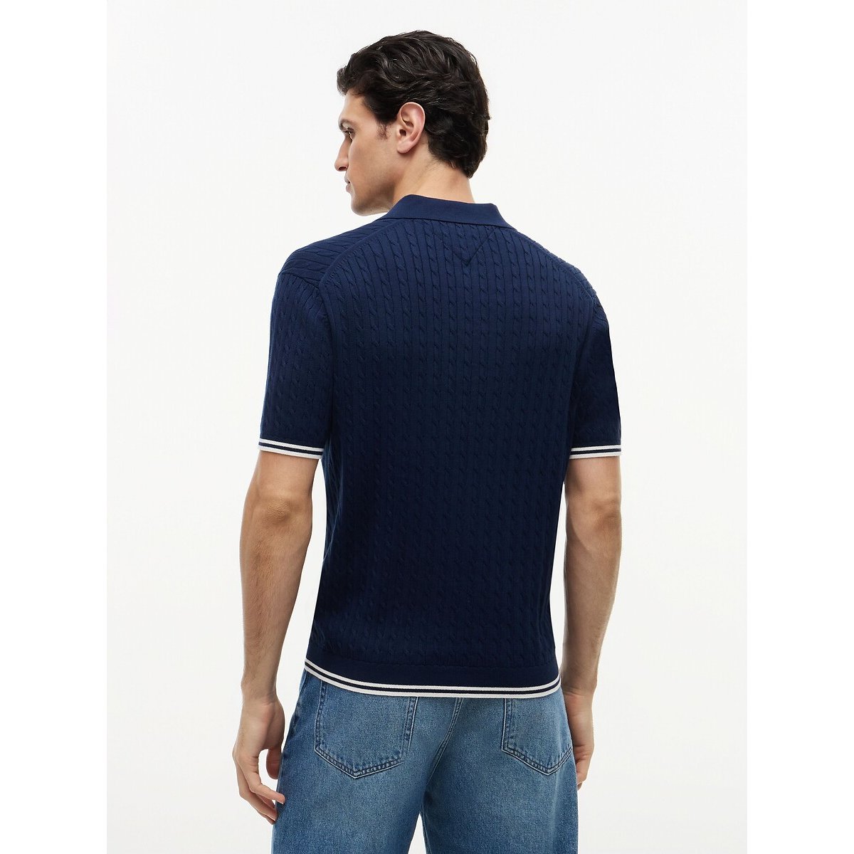 Polo de manga corta de punto azul marino, TOMMY HILFIGER