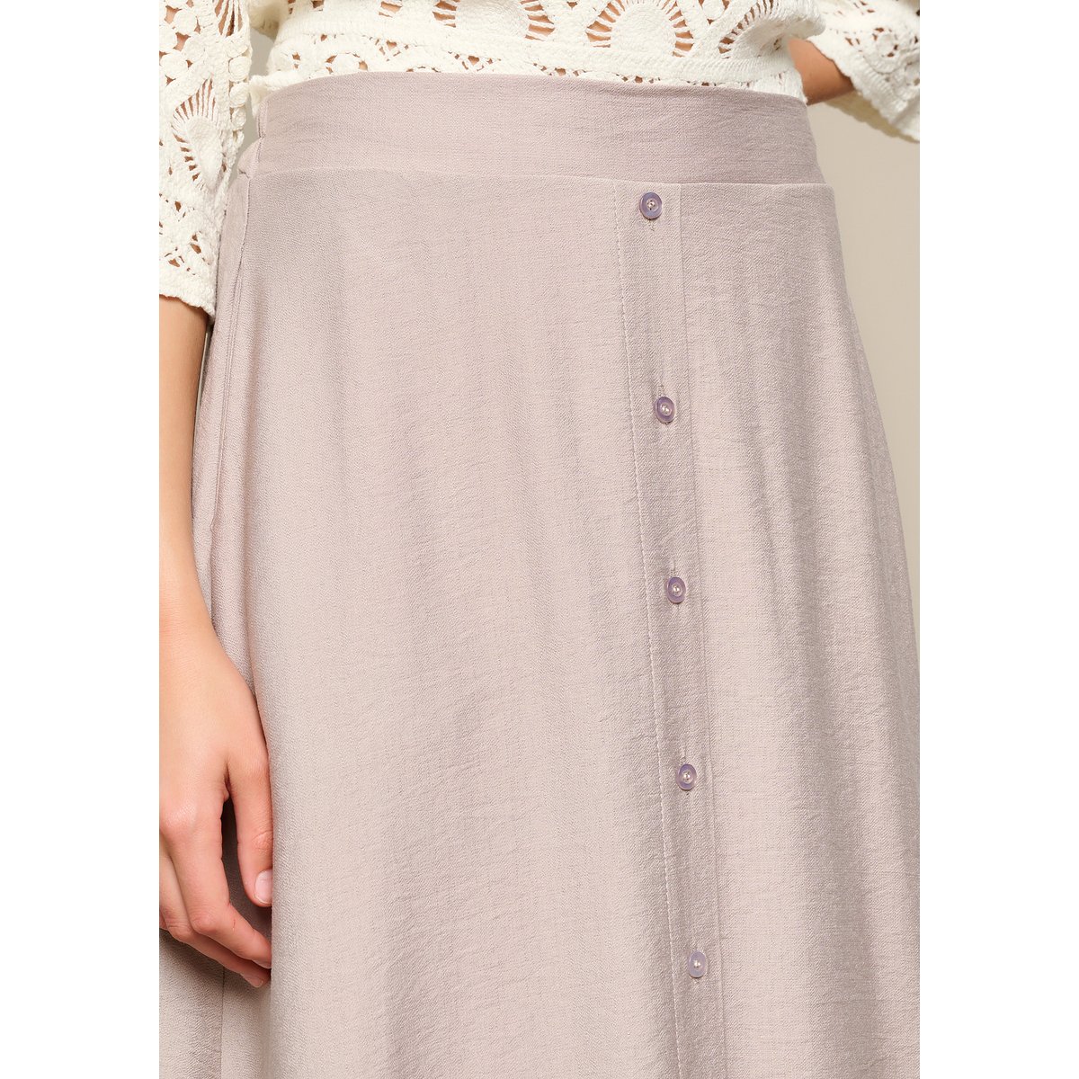 Jupe longue fluide taupe, LOLALIZA