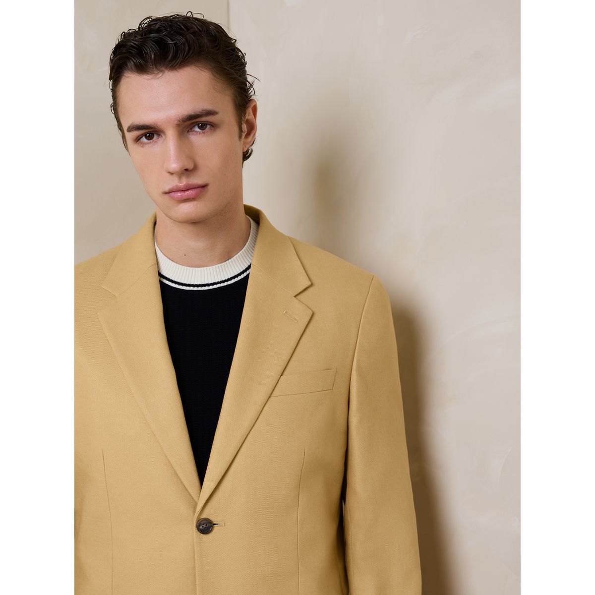 Veste de costume en lin et coton n. premium jaune, NEXT