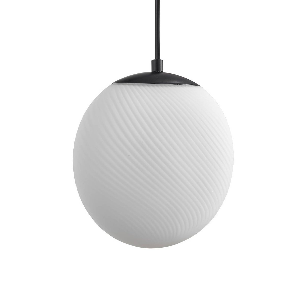 Suspension en verre moderne, Lunelle blanc, noir, LUCANDE
