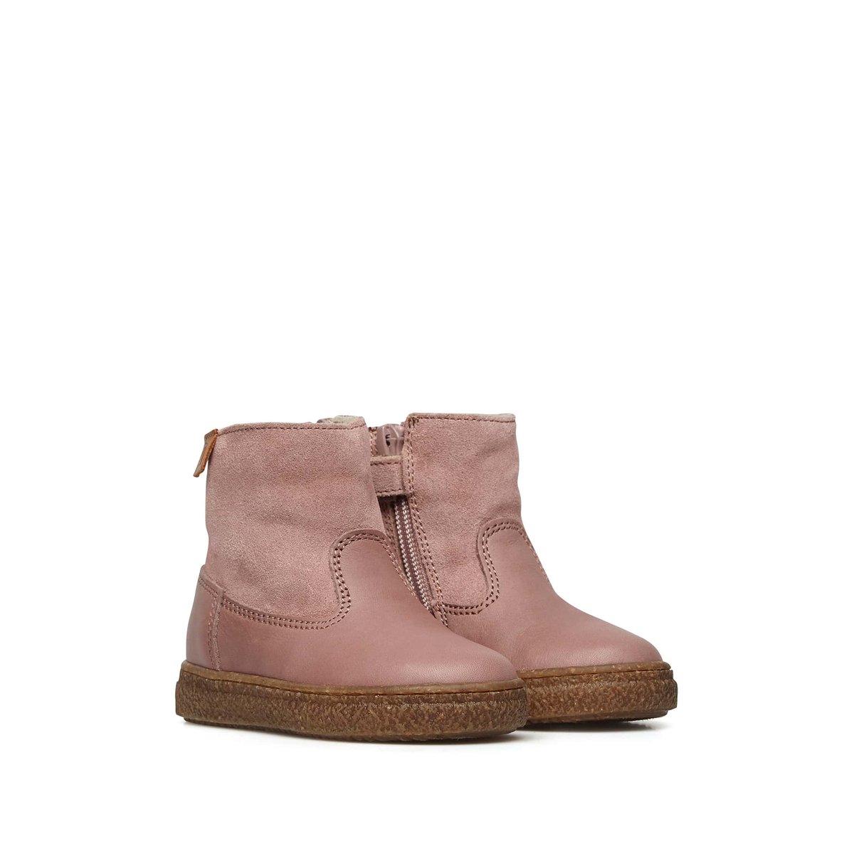 Bottines En Nappa Et Suède Alpina rose, NATURINO