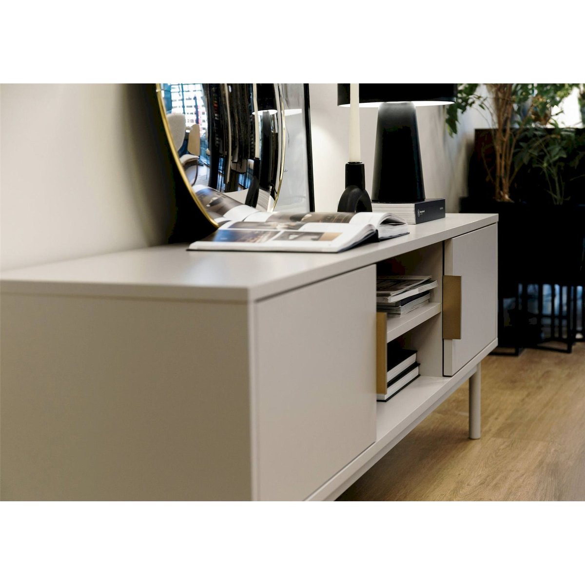 Meuble tv en bois avec rangements cachemire, RECOLLECTION