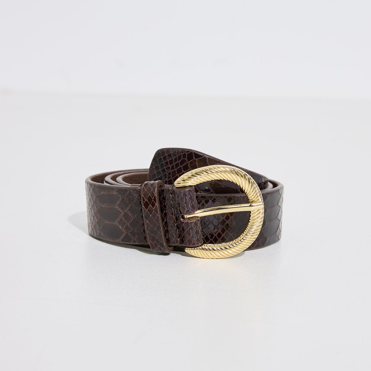 Ceinture motif serpent avec boucle marron, GRAIN DE MALICE