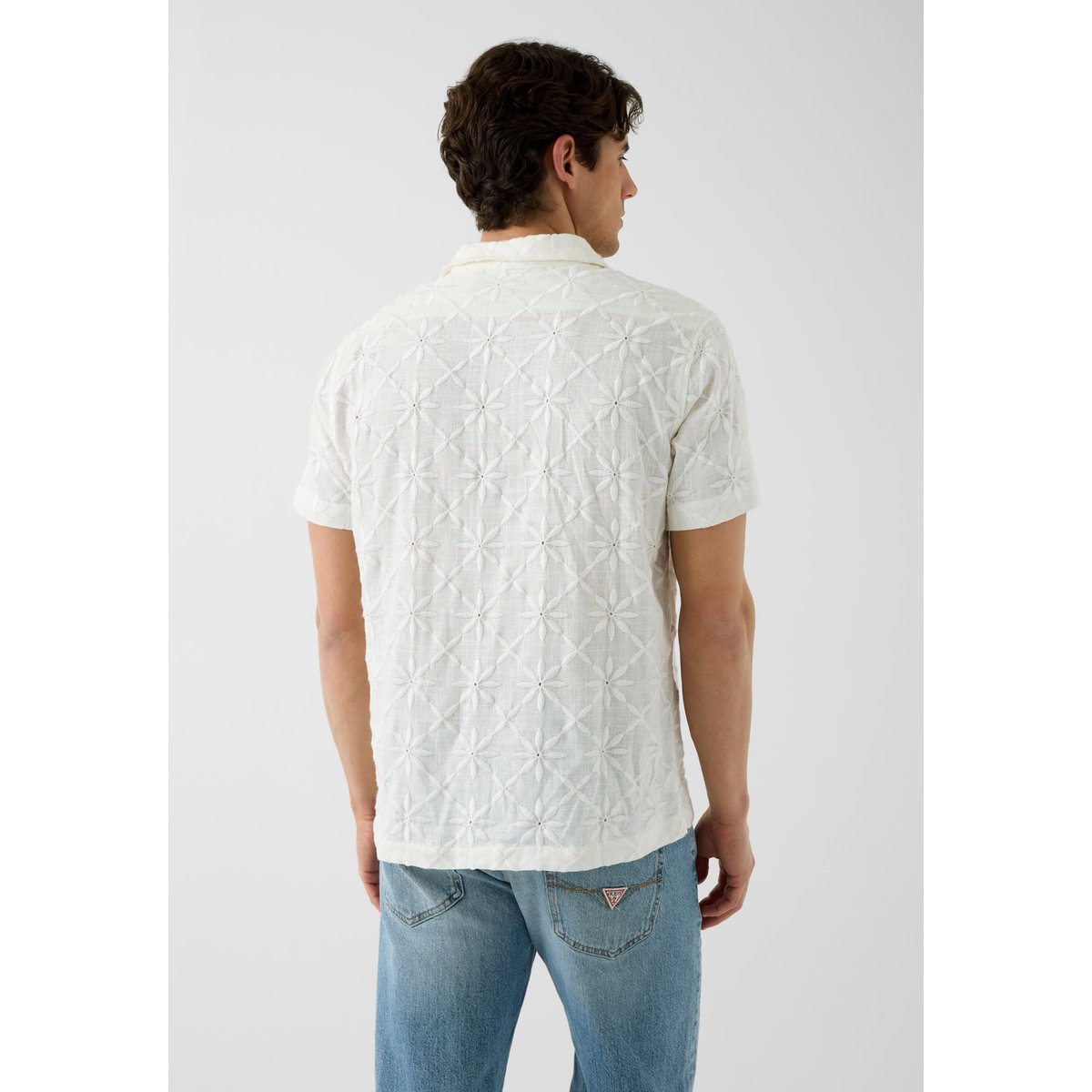 Chemise En Mélange De Lin blanc, GUESS
