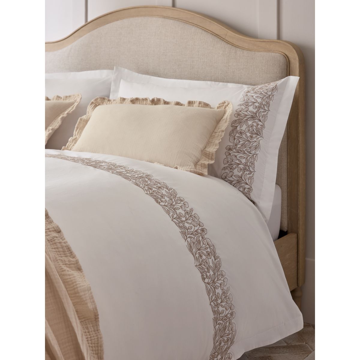 Housse de couette et taie en percale 200 fils blanc, NEXT