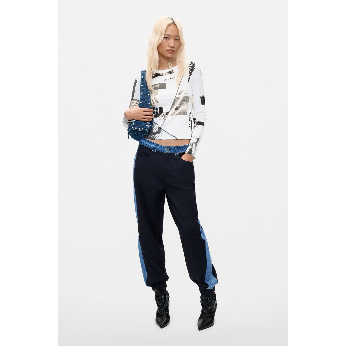 Pantalon jogger contrasté bleu, DESIGUAL