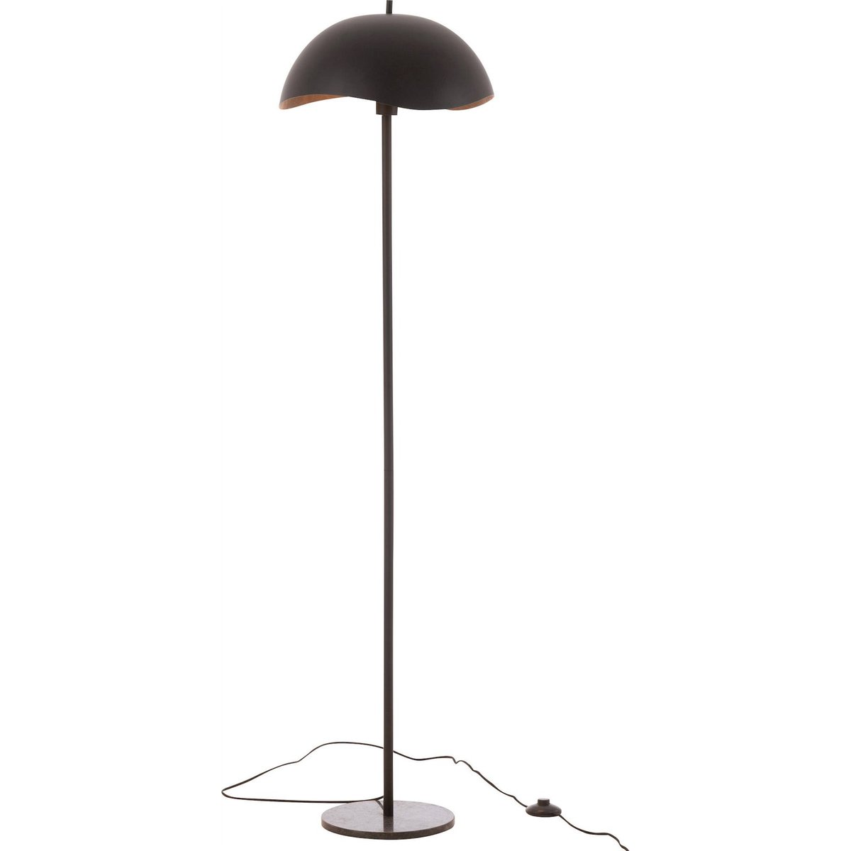 Lampadaire en métal avec socle en marbre rond noir mat et marbre blanc, RECOLLECTION