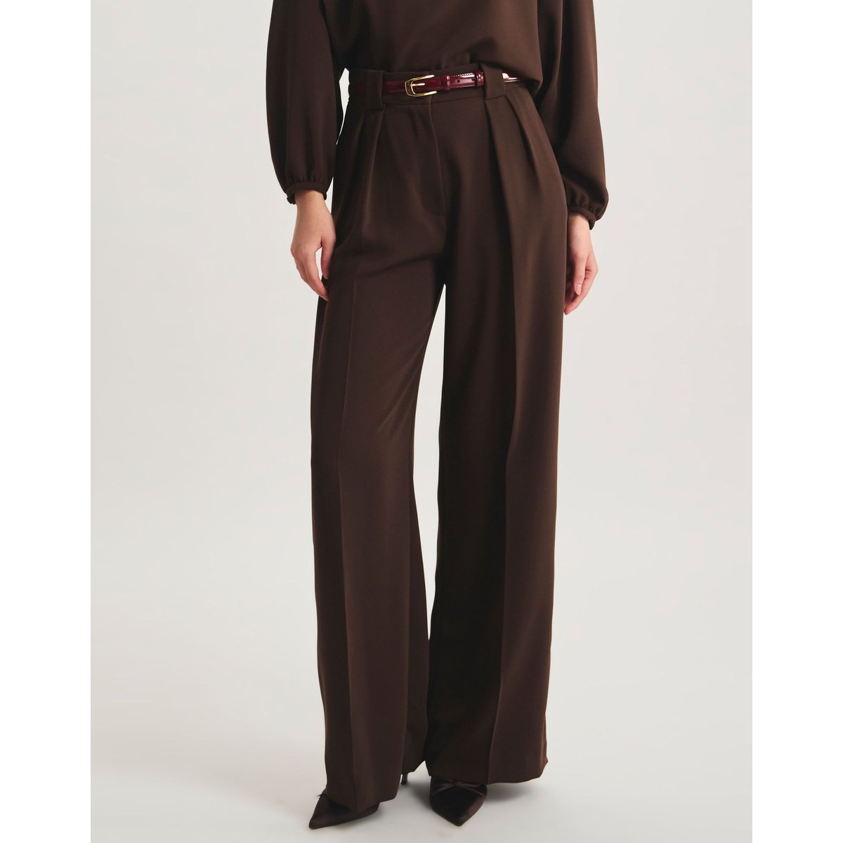 Pantalon à pinces Marlène marron, INES DE LA FRESSANGE PARIS