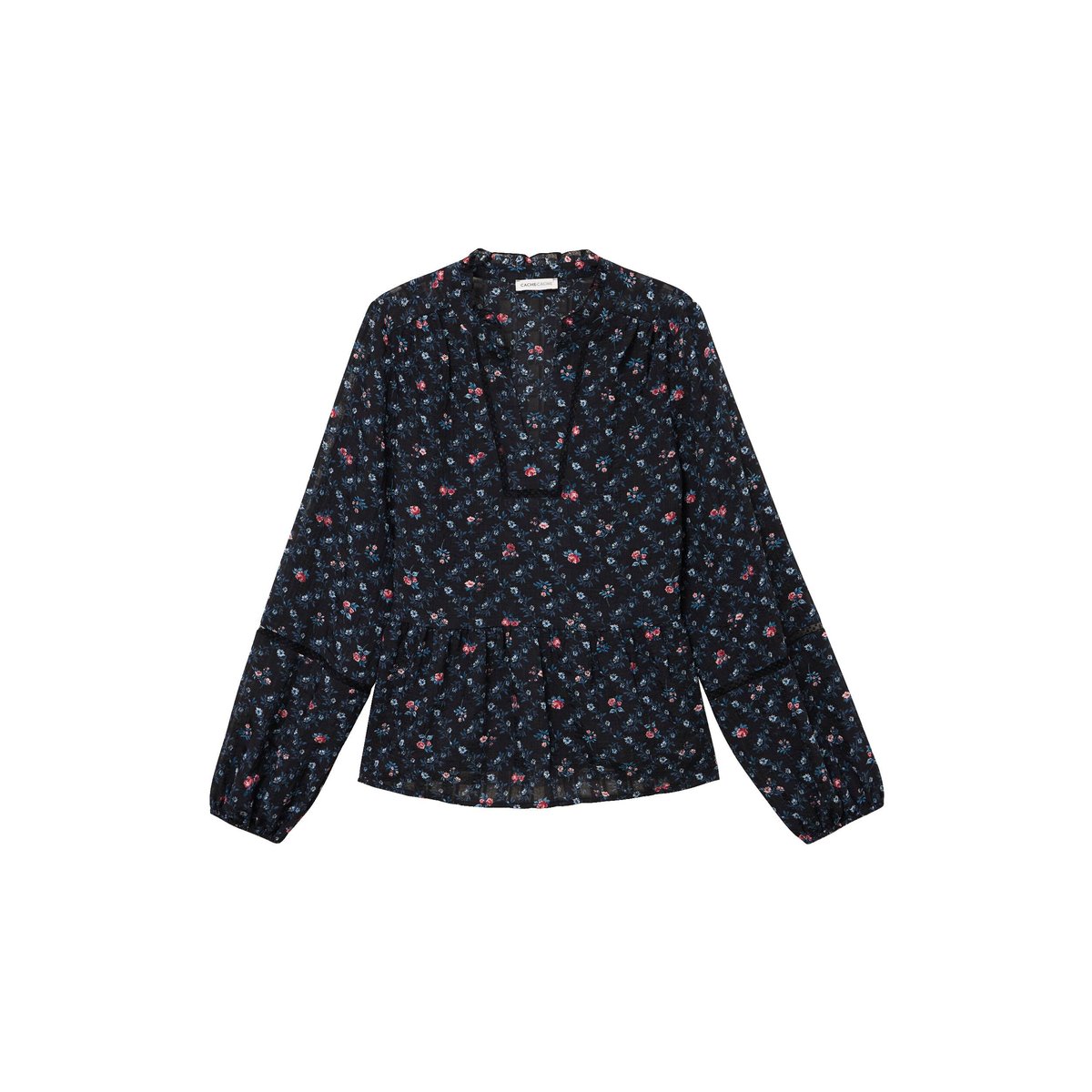 Chemise col v manches longues noir, CACHE CACHE