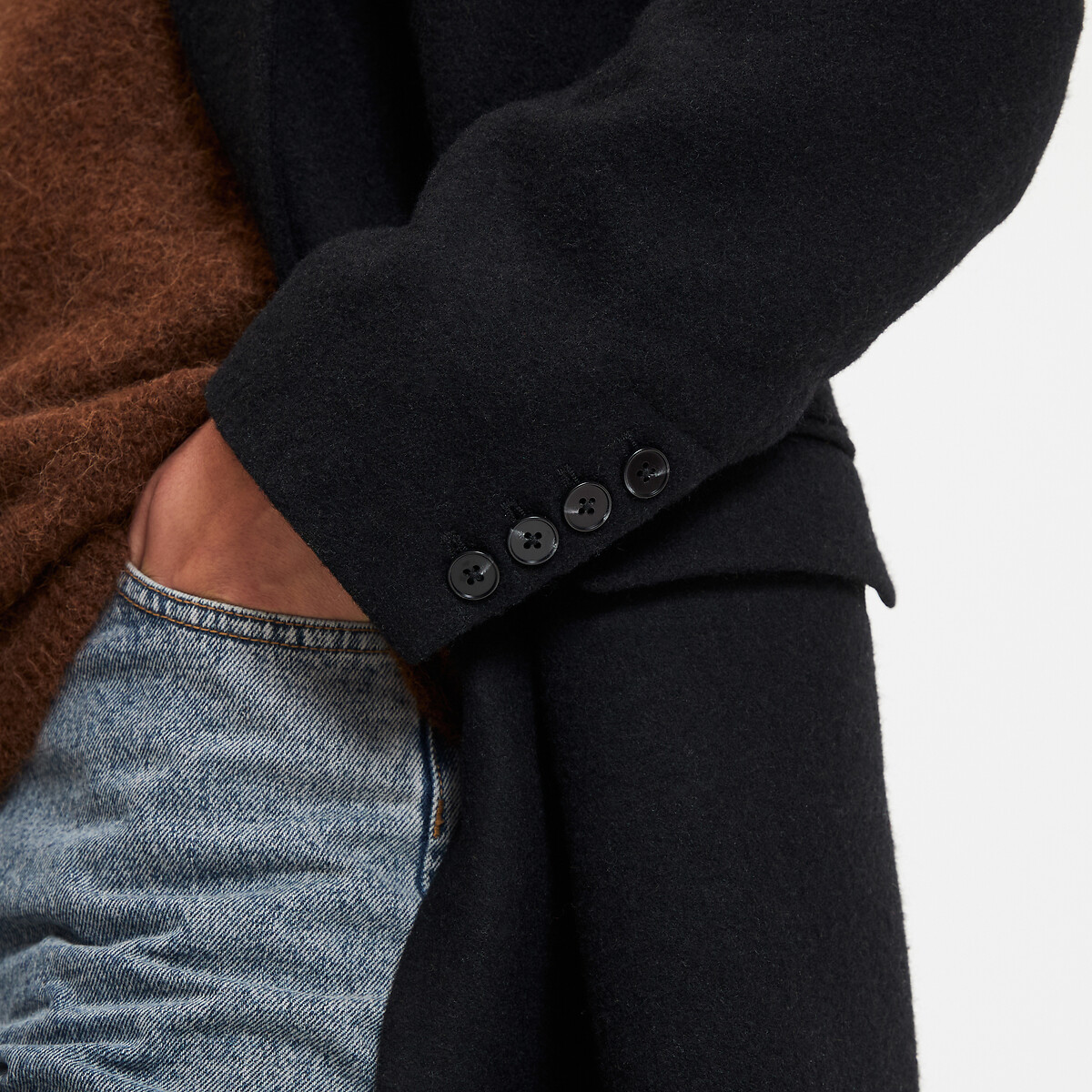 Winter Maxi Coat with Button Fastening black, LA REDOUTE COLLECTIONS