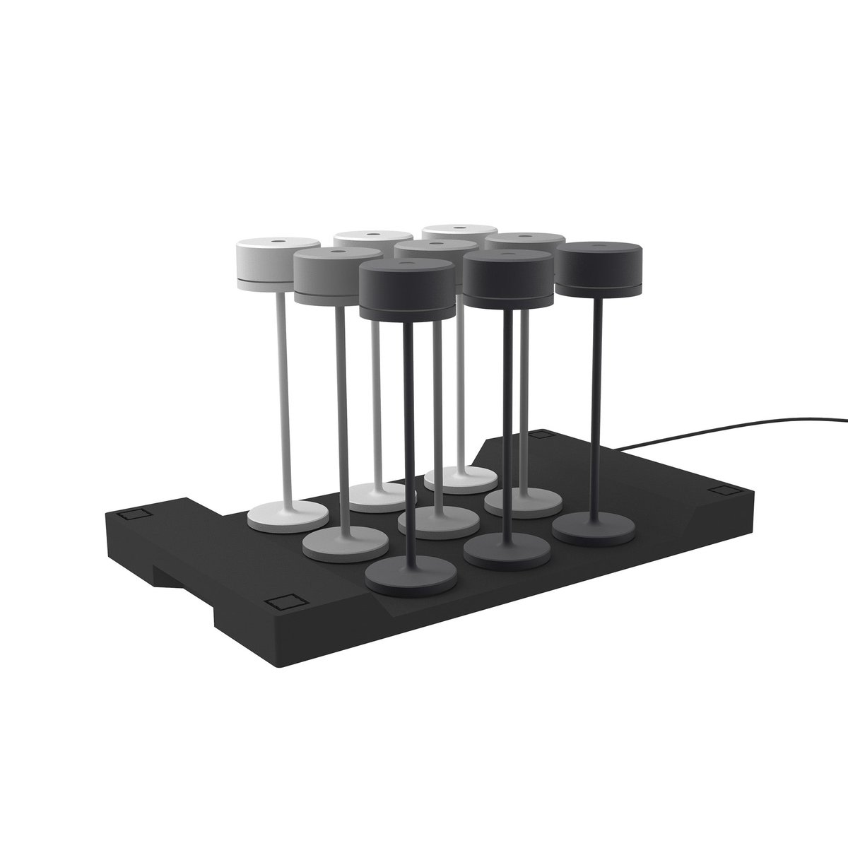 Socle de chargement 9 lampes PLATE noir, LUMISKY