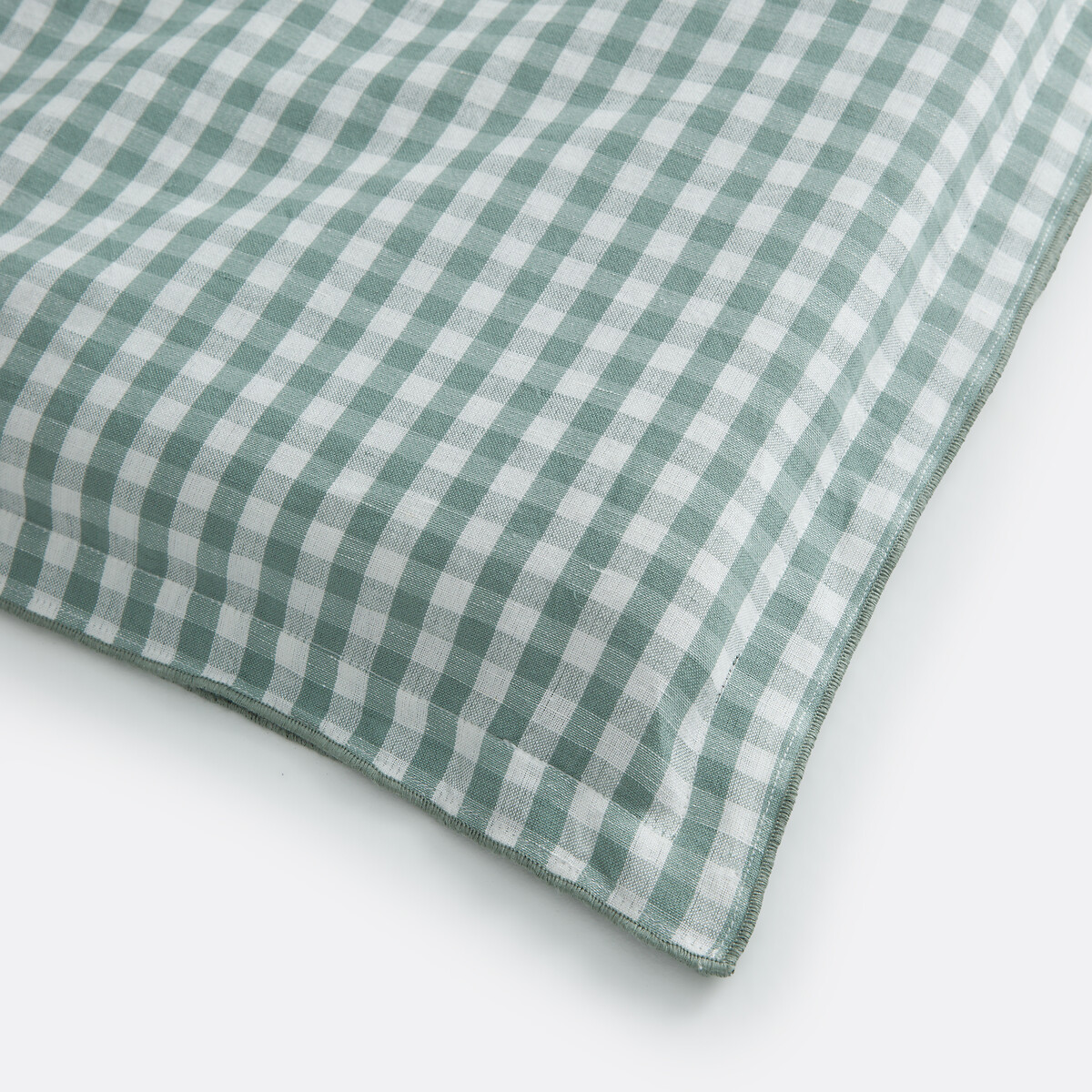 Colchón de asiento de cuadros vichy, de algodón y lino, Cottage verde grisáceo, LA REDOUTE INTERIEURS