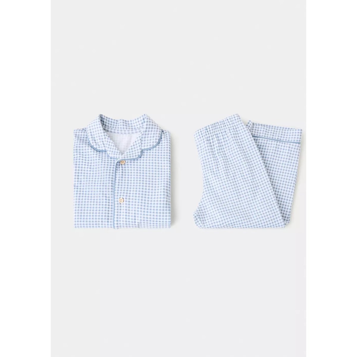 Pyjama complet coton carreaux bleu, MANGO BABY