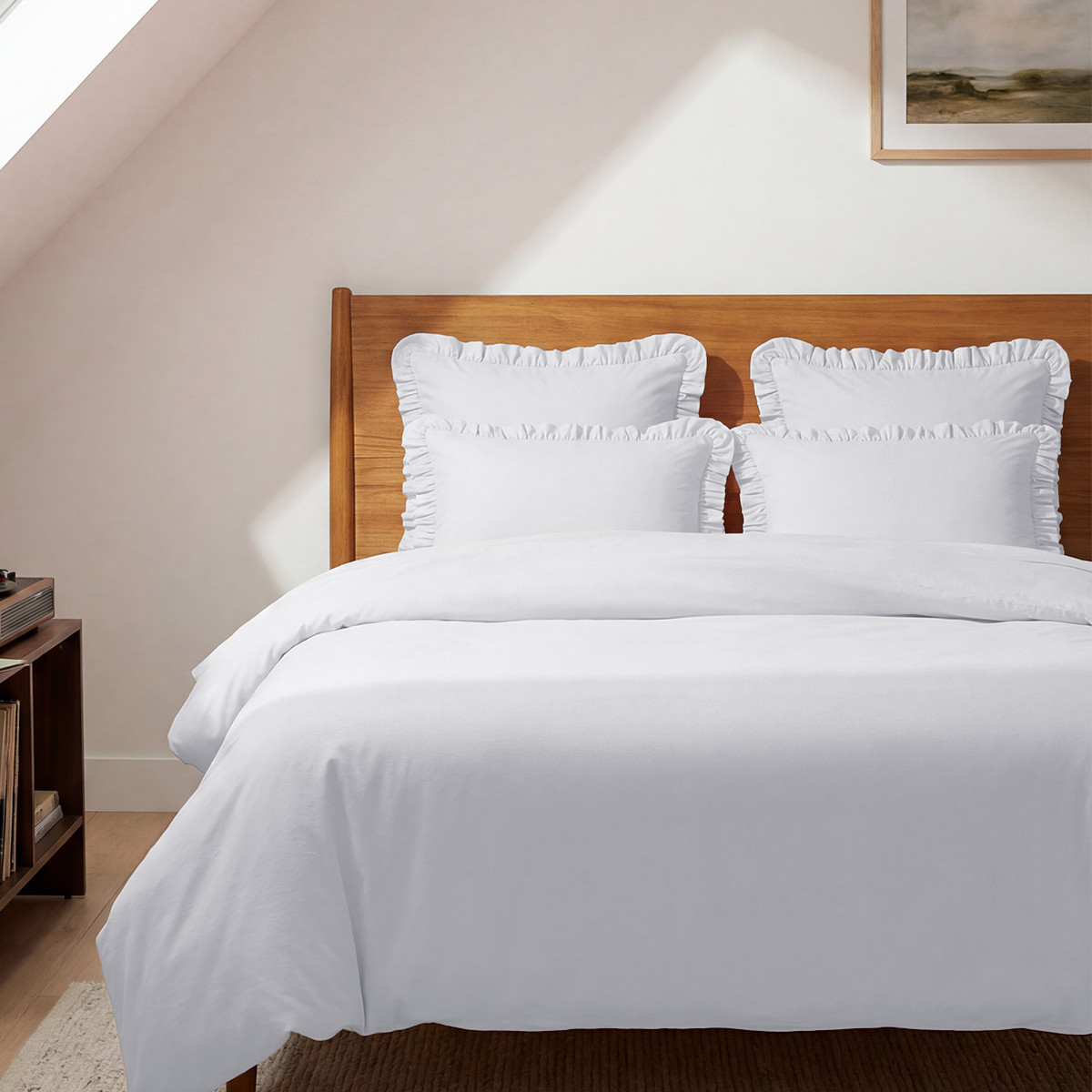 Parure housse de couette avec 2 taies 50x70 cm SOFT PERCALE LILY blanc, SENSEI MAISON