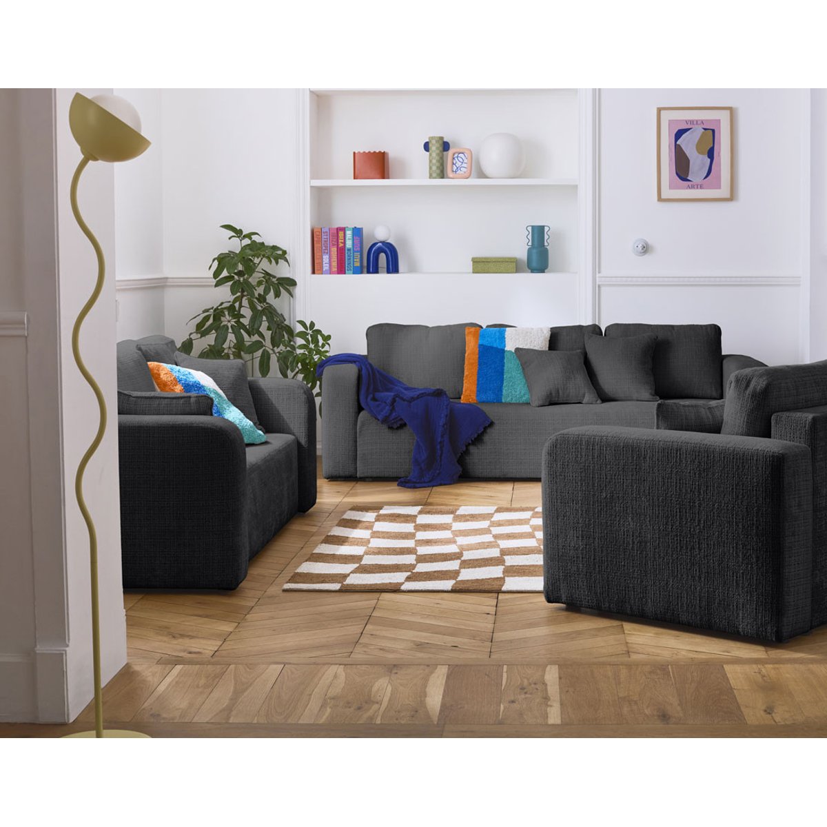Canapé fixe 2 places - MIRO gris anthracite, BEST MOBILIER