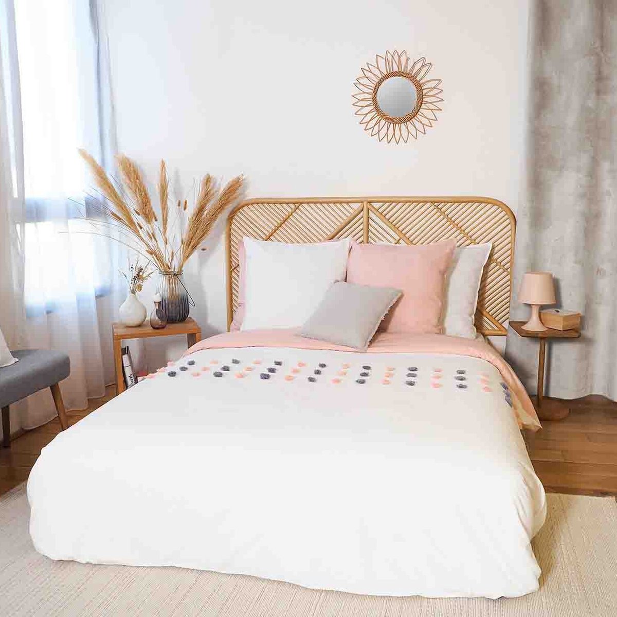 Parure housse de couette en coton imprimée, Poupie blanc, C DESIGN HOME TEXTILE