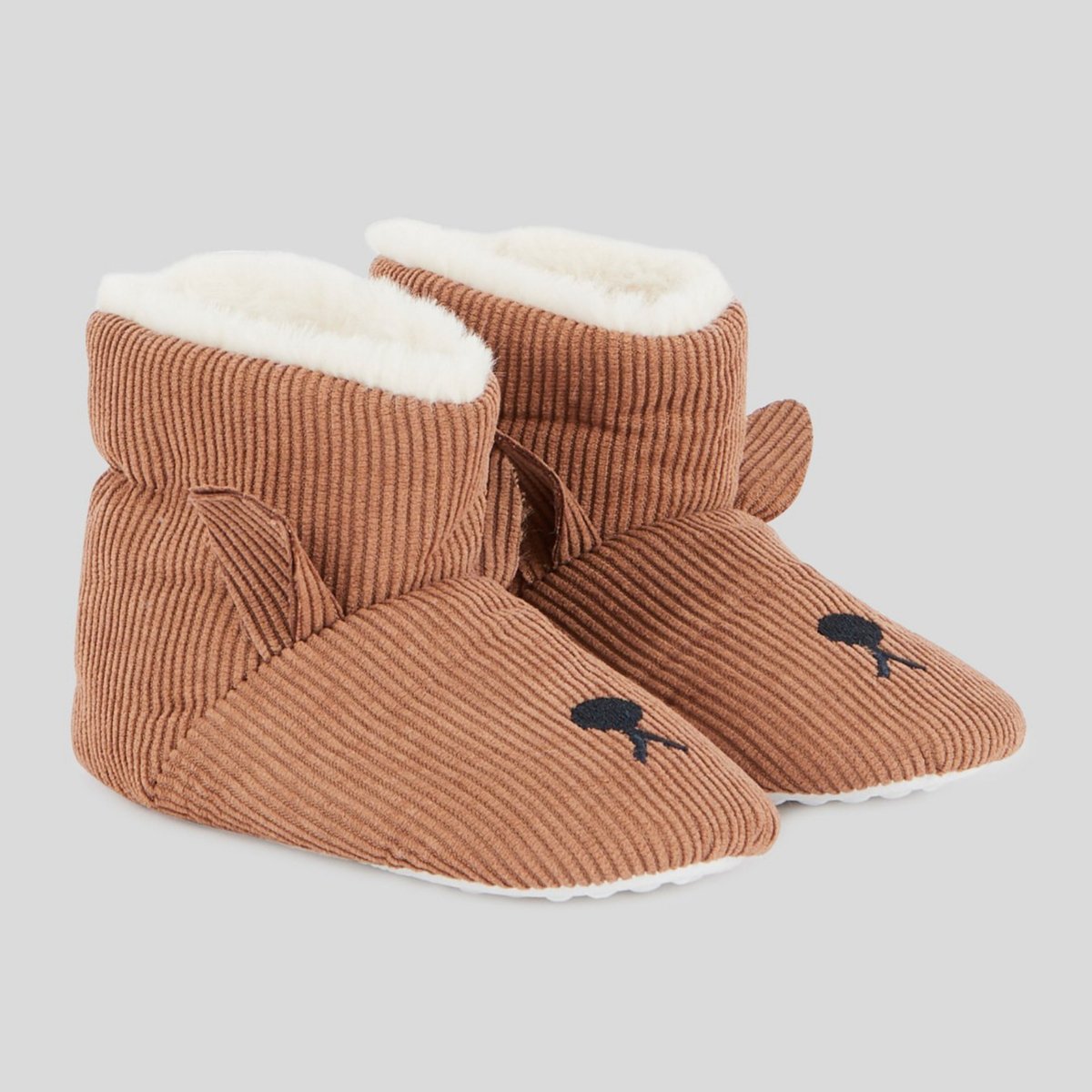Chaussons fourrés animal gabardine, BOUT'CHOU