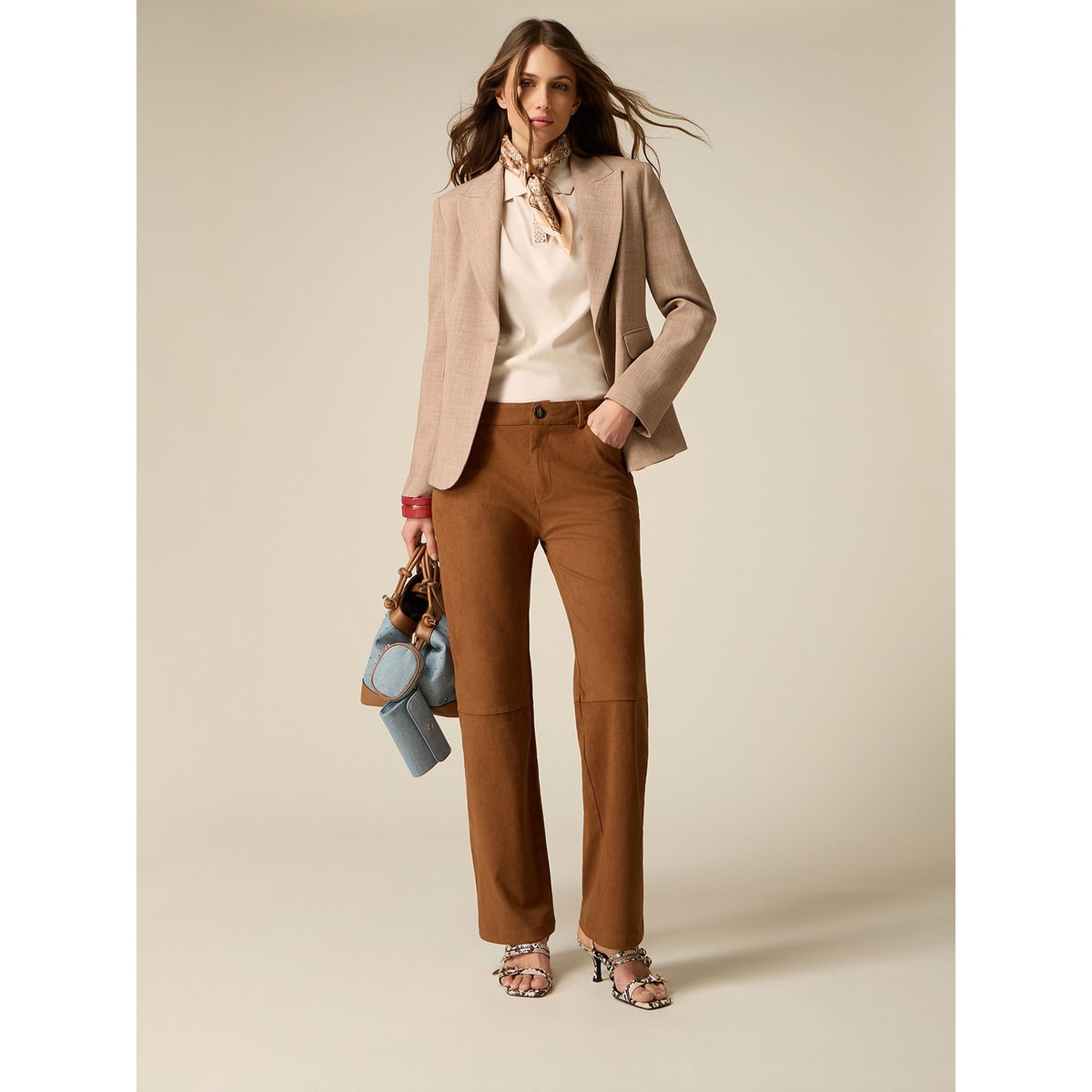Pantalon évasé marron, OLTRE