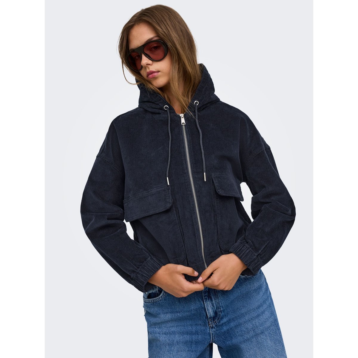 Blouson court en velours night sky 1, ONLY