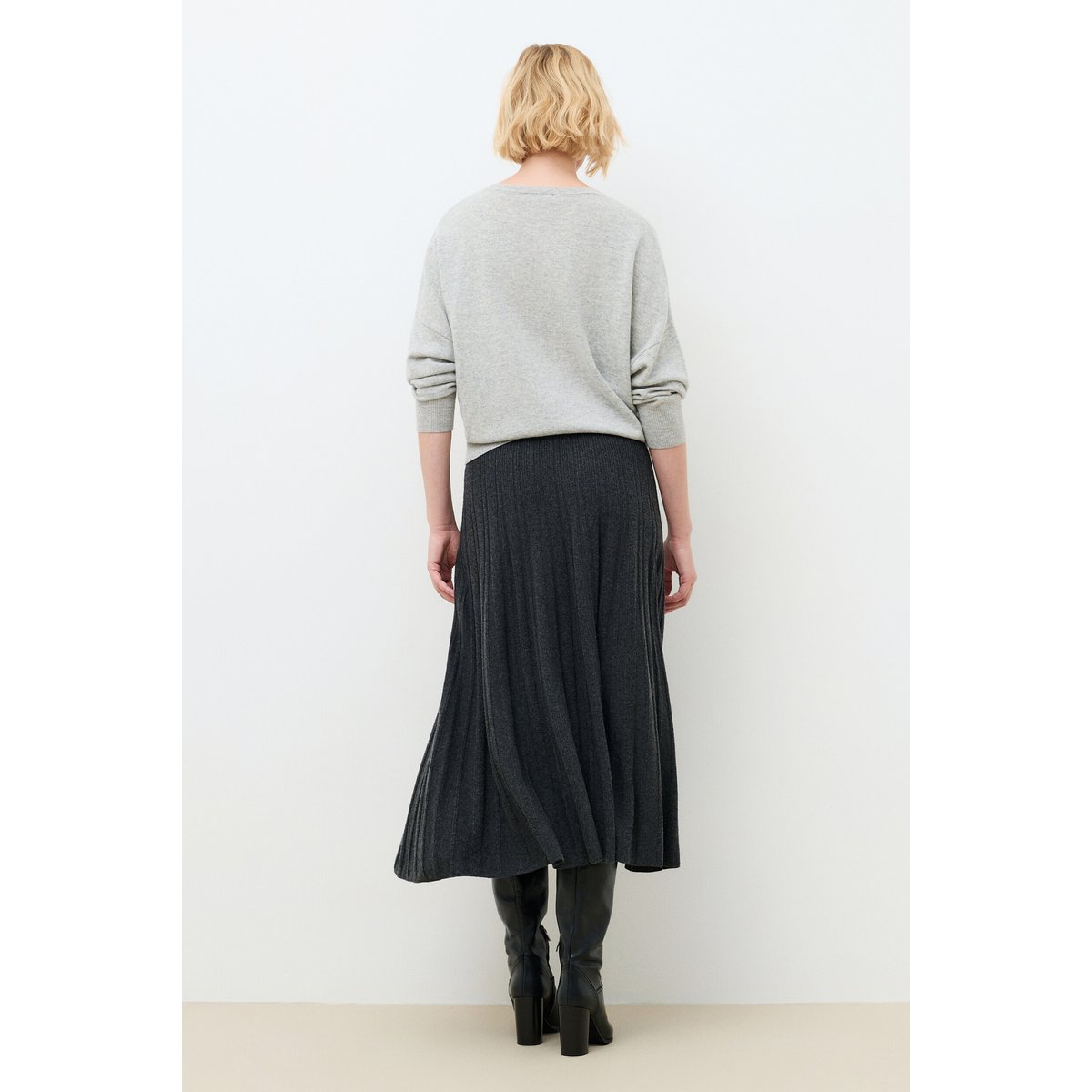 Pull ample col rond cachemire MCANDY gris, CAROLL