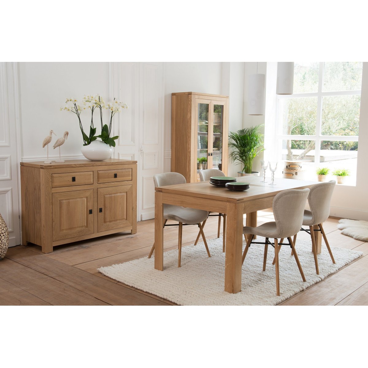 Table rectangulaire extensible en chêne clair L160/240 - BOSTON bois clair, HELLIN, DEPUIS 1862