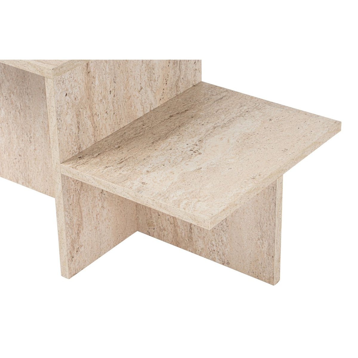 Table basse 2 niveaux effet travertin HARMONY beige, TOILINUX