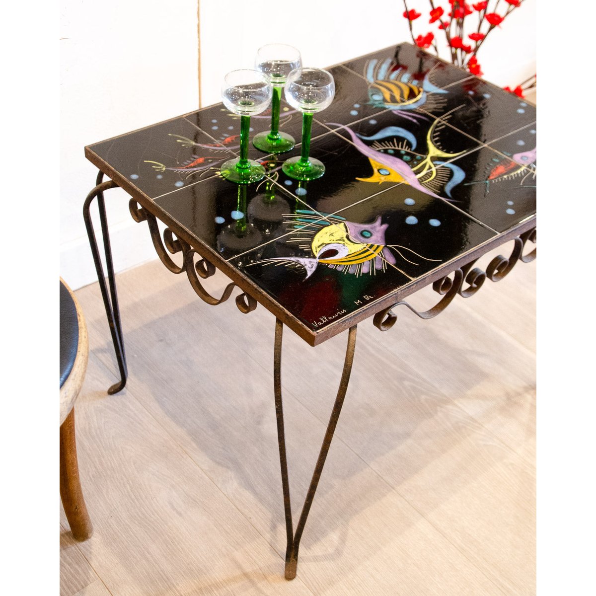 Table basse en céramique Vallauris Donna N°991 - Bon état noir, DEBONGOUT