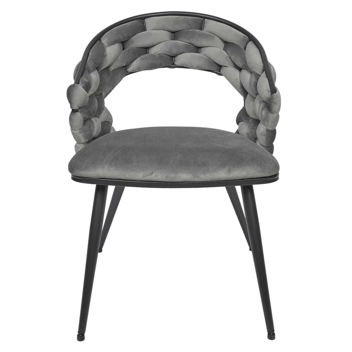 Lot de 2 chaises design avec assise tressée LUND gris, TOILINUX