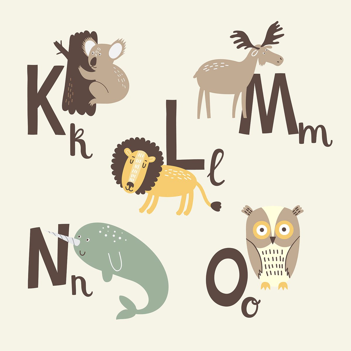 Tableau enfant klmno toile imprimée, HEXOA